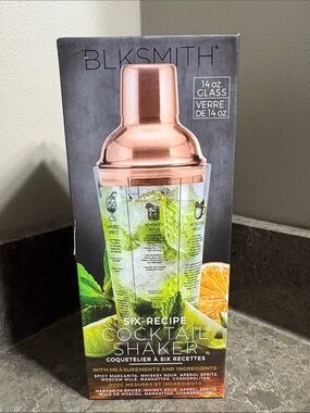 BLkSMITH 14 oz Six Recipe Glass Cocktail Shaker -Copper Finish.